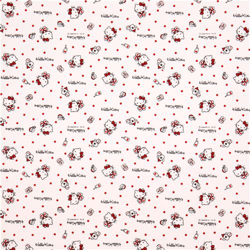 white Hello Kitty laminate fabric heart confetti by Sanrio from Japan 2