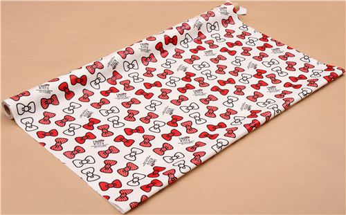 white Hello Kitty ribbon bow Sanrio laminate fabric from Japan 3