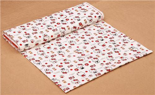 white Hello Kitty teddy bear dot oxford fabric - modeS4u
