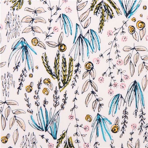 white Herb Garden Cloud 9 flower organic fabric Arcadia Fabric by Cloud 9 modeS4u