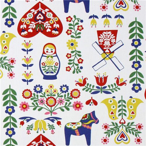 white Holland Matryoshka Kokka oxford fabric from Japan 1