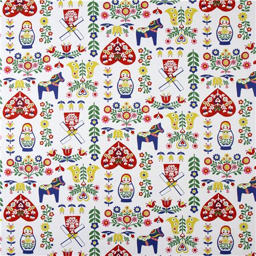 white Holland Matryoshka Kokka oxford fabric from Japan 2