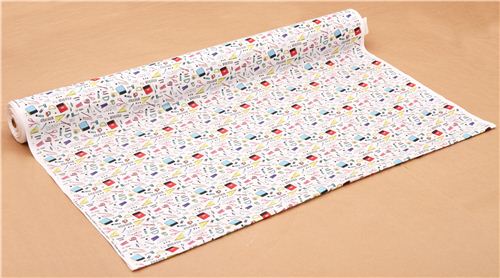 white Kokka stationery school supplies fabric from Japan 3