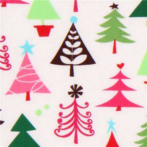 white Michael Miller Christmas fabric Tiny Trees 1