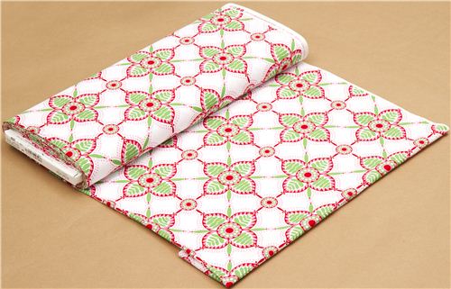 white Michael Miller Christmas fabric with flowers 3