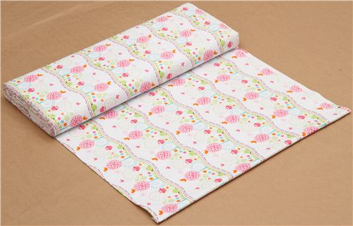 wei�er Michael Miller Tier Stoff mit bunten Waldtieren 3