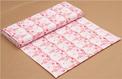 wei�er Michael Miller Tier Stoff mit pinken Waldtieren 3