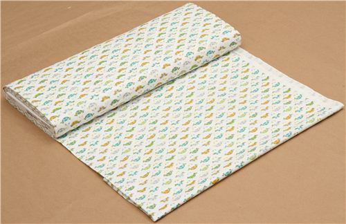 white Michael Miller animal fabric with teal turtles 3