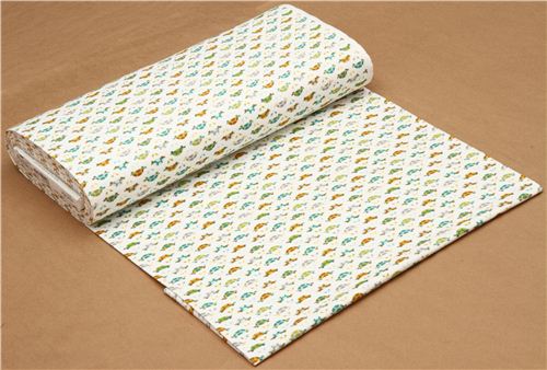 white Michael Miller animal flannel fabric with teal turtles 3