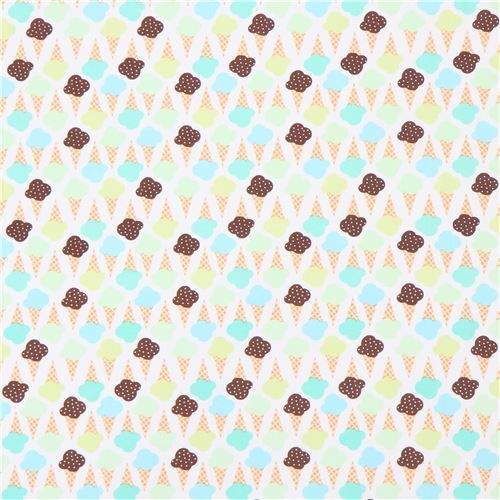 white Michael Miller brown lime green ice cream dessert fabric Game of ...