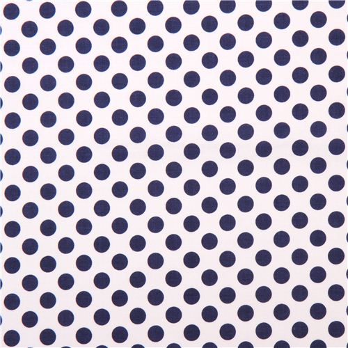 white Michael Miller fabric Ta Dot with royal blue dots 2