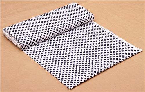 white Michael Miller fabric Ta Dot with royal blue dots 3