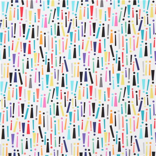 white Michael Miller fabric colorful exclamation mark Get to the Point ...