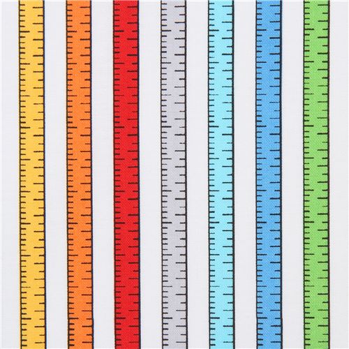 white Michael Miller fabric colorful measuring tape Measure Up Fabric by  Michael Miller - modeS4u