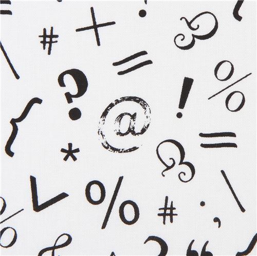 Tela blanca con símbolos signos puntuación de Michael Miller Punctuate It Tela