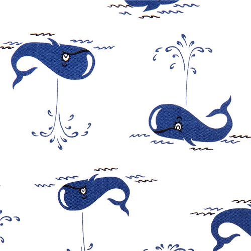 Tissu Michael Miller blanc avec des baleines bleues Tissu