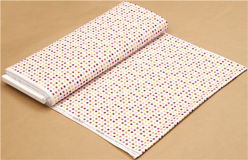 white Michael Miller fabric with colourful checkered pattern 3