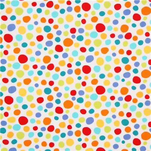 white Michael Miller fabric with little colourful spots - modeS4u