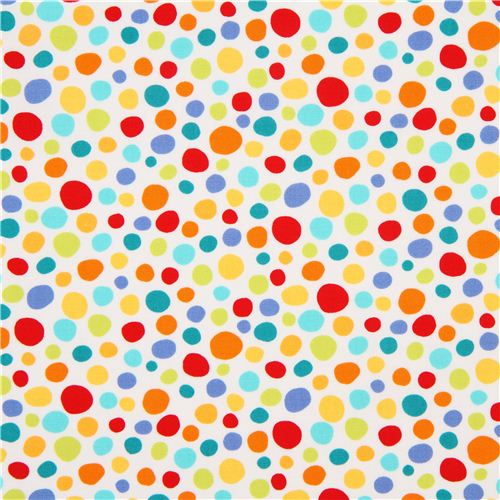 white Michael Miller fabric with little colourful spots 2
