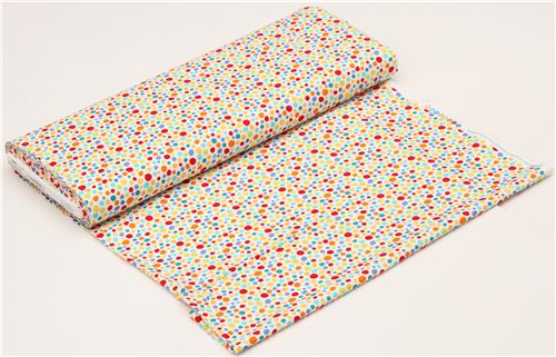 white Michael Miller fabric with little colourful spots 3