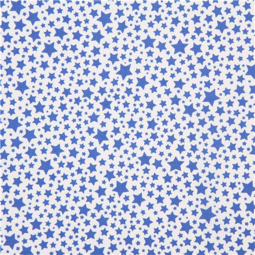white Michael Miller fabric with many blue stars 2