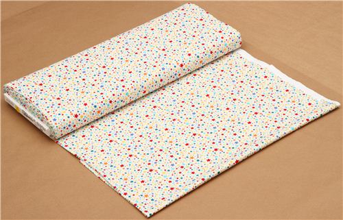 white Michael Miller fabric with many colourful stars 3