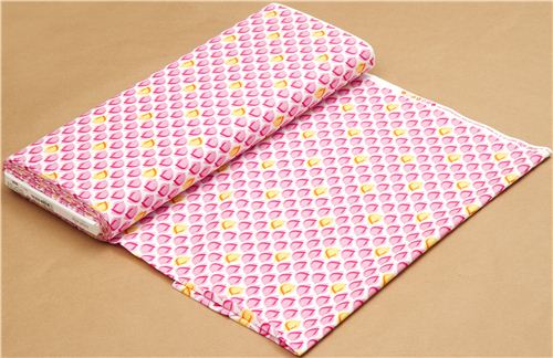 white Michael Miller fabric with pink and yellow birds 3