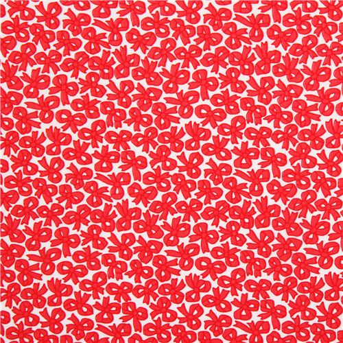 White Michael Miller Fabric With Red Ribbon Dots Stripes Checker Fabric Kawaii Shop Modes4u