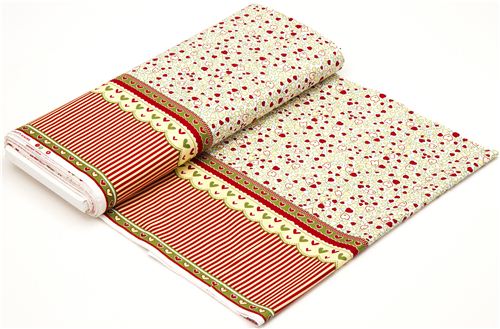 white Michael Miller fabric with stripes, hearts & flowers 4