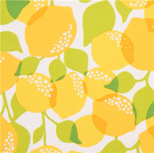 white Michael Miller fabric with yellow lemons 1
