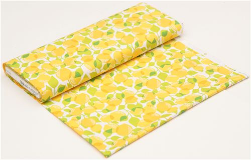 white Michael Miller fabric with yellow lemons 3