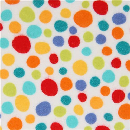 white Michael Miller flannel fabric little colourful spots Fabric