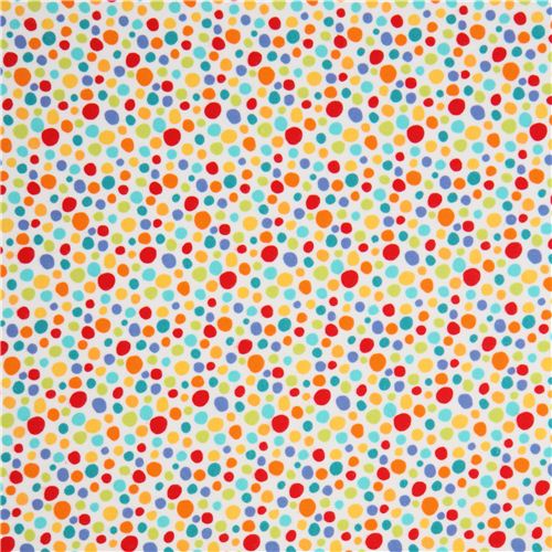 white Michael Miller flannel fabric little colourful spots 2