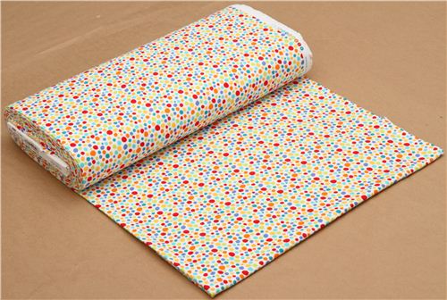 white Michael Miller flannel fabric little colourful spots 3