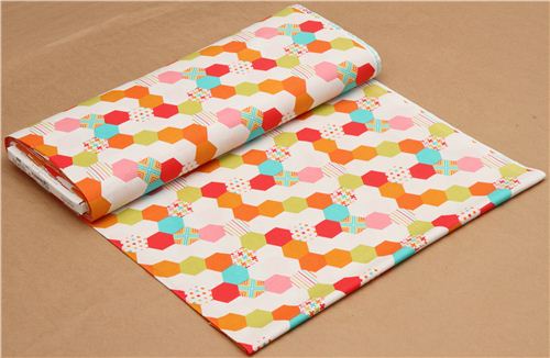 white Michael Miller hexagon fabric by Patty Young 3