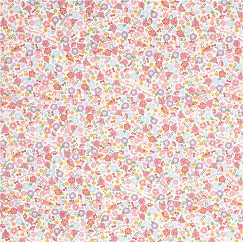 white My Melody bunny rose garden Sanrio oxford fabric from Japan 2