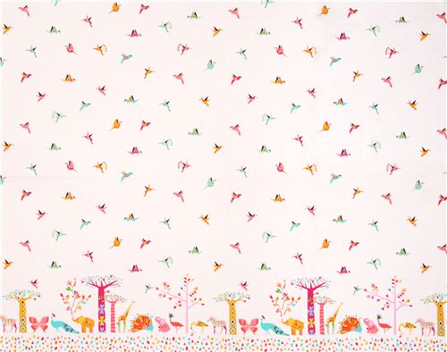 white Oasis Border animal border fabric Michael Miller Origami Oasis 3