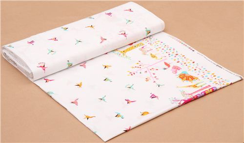 white Oasis Border animal border fabric Michael Miller Origami Oasis 4