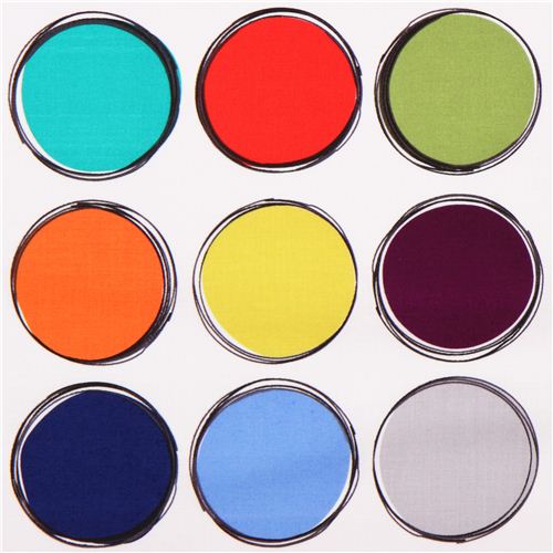 white Paint Lids circle dot fabric Michael Miller 1
