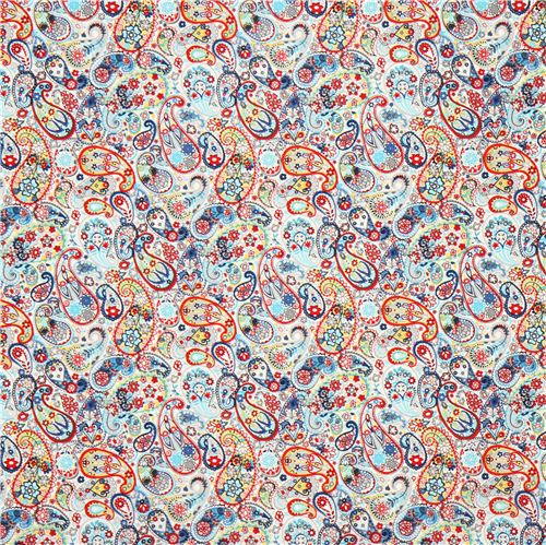 white Paisley flower fabric par Robert Kaufman USA 2