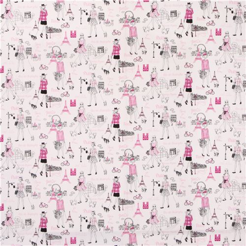 white Paris 'Glitter Parisian Ladies' fabric Timeless Treasures  2