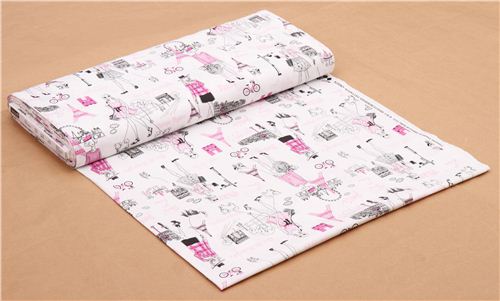 white Paris 'Glitter Parisian Ladies' fabric Timeless Treasures  3