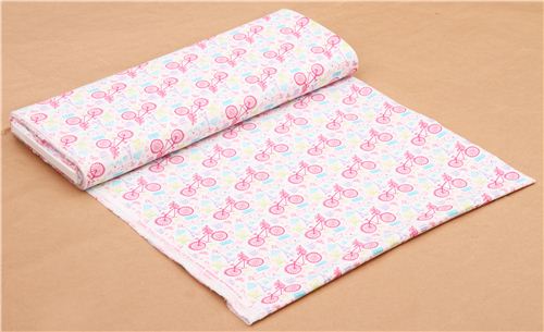 white Paris bicycle fabric with Eiffel Tower by Timeless Treasures USA 3