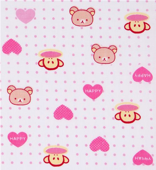 white Rilakkuma Fabric bear with monkey hearts 0.5m 1