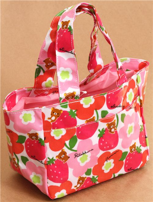 white Rilakkuma bear lunch bag strawberry flower - Lunch Bags - Bags ...