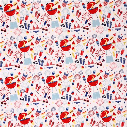 white Riley Blake 4th of July patriot fabric Summer Celebration Fabric ...