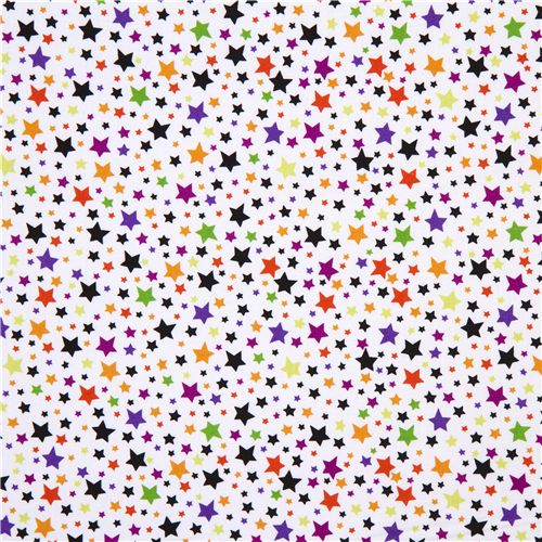 white Riley Blake Halloween fabric colourful stars 2