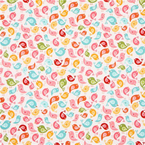 white Riley Blake bird animal fabric from the USA 2