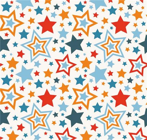 white Riley Blake blue red orange star fabric Fabric by Riley Blake ...