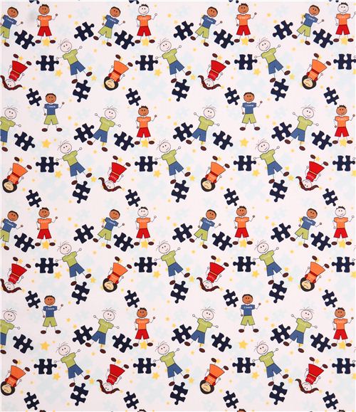 white Riley Blake children puzzle fabric Pieces Of Hope 2 2